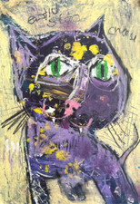Purple Cat Painting Outsider