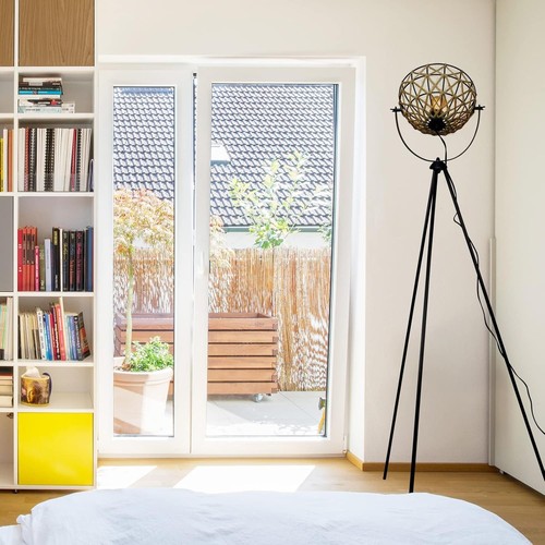 Geometric rattan floor lamp - geometric,