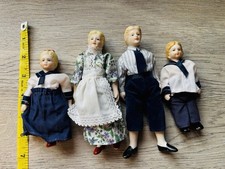 Antique Bisque Family Of Four (Mother Father Son Daughter) Doll House Dolls Set