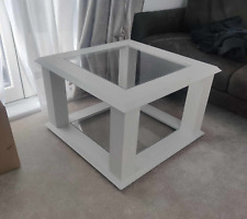 2X square wood and glass coffee table large sizes and heavy