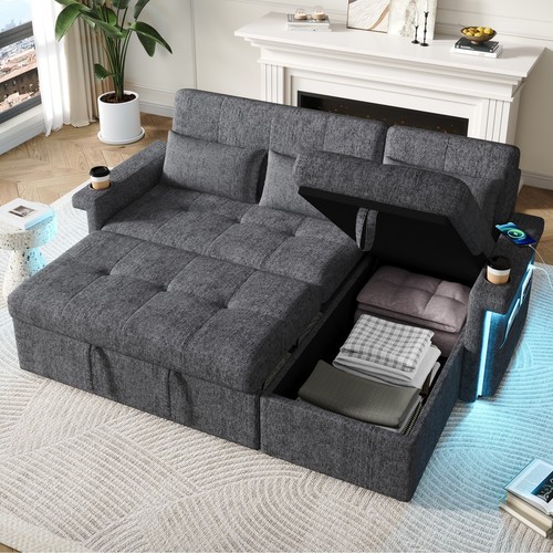Shaped corner sofa bed - bed, pull