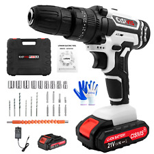 21V Cordless Combi Drill Electric Powerful Driver Screwdriver Battery LED Light