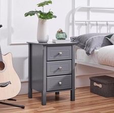 Yaheetech Bedside Tables, Wooden Nightstand with 3 Storage Drawers