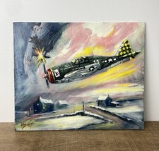 World War 2 U.S 15th Air Force Original Oil Painting Herschel Herky Green Signed