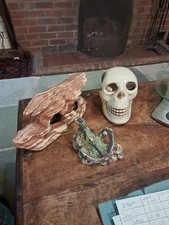 3 X  Fish Tank Aquarium Ornament Bundle Fake Rock With Holes, Skull And Anchor 