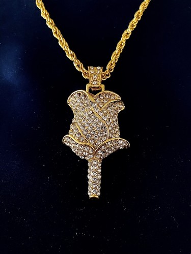 Iced out rose pendant - iced,