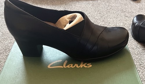 Black leather clark - leather, ladies