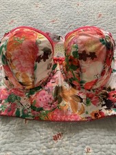 Cleo By Panache White Floral Size 28F Longline Bra