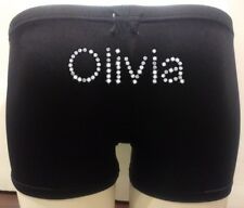 Personalised LYCRA Custom Black Dance Gymnastic Gym Shorts Glitter birthday gift