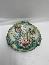 Vintage Faience Italian Majolica Platter Sgraffito Floral Decoration No. 54/165