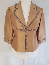 Womens Maria Coca Coleccion Occasion Wedding Jacket Blazer Pure Silk Gold 10 Vgc