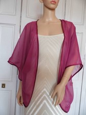 MAGENTA Chiffon Kimono Wrap Wedding Evening Shrug Bolero Jacket.. Sizes 8 - 24