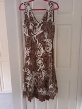 Phase Eight  Tapework Lace Dress Cream, Latte Brown, Size 16 Party Cruise 