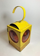 Vintage Yellow Painted Metal Road Works Lamp Original  Burner - Parker Dorman