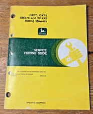 John Deere SPG1012 Service Pricing Guide GX70 GX75 SRX75 SRX95 Riding Mowers