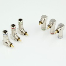 6x Coloured Right Angle RCA Phono Plug Non Solder Solderless Adapter Terminal AV