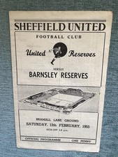 Sheffield United Reserves v Barnsley Reserves (Central League) 12/2/1955