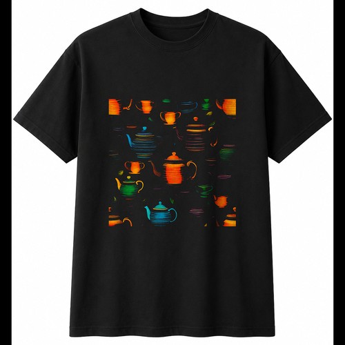 Teapot torn paper - retro, mens