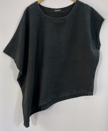 Oska black linen asymmetric - black,
