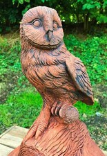 Owl roof finial half round decorative ridge tile stone ornament 45cm/17" H