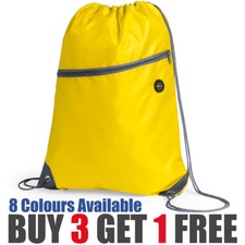 Premium Zipper Drawstring School Bag Sports Gym Sack Swim PE Kit Boot Bag Lot