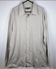 Aquascutum Shirt Men's Beige Long Sleeved Button Pocket 100% Cotton - Size XXL