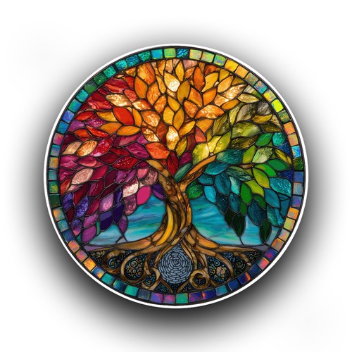 Rainbow tree life stained - tree,