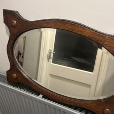 Antique solid Oak Bevelled Wall Mirror  Victorian/Edwardian Frame 
