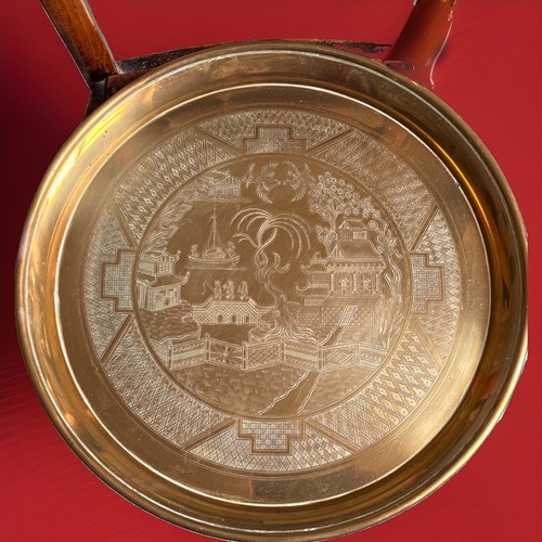 Vintage etched brass tray - etched,