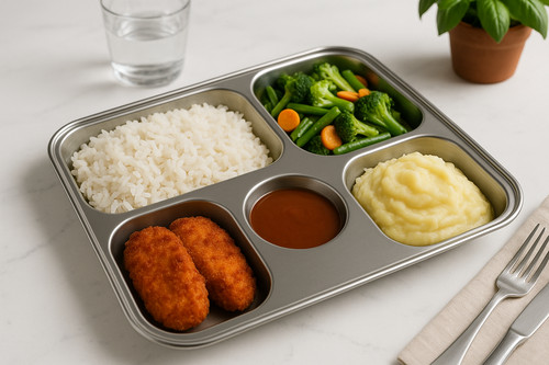 Stainless steel compartment - stainless, 5-compartment