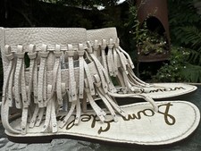 Sam Edelman Women’s White Leather Studded Tassle Gladiator Boho Sandals 5