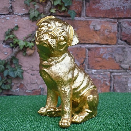 Vintage gold pug sculpture - gold,