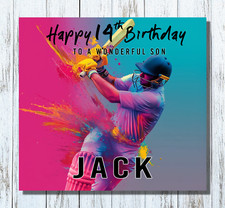 Cricket Birthday Card Personalised Male Boys Girl Son Grandson Brother Nephew