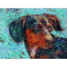 Dachshund Art Print, Doxie Owner Gift, Modern Dog Art Signed by Artist A4 A3 