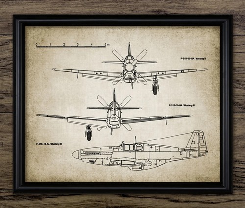 Mustang aircraft print - p-51,