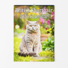 British Shorthair Cat Wall Calendar - A3 or A4 Cat Lovers Monthly Planner 2026
