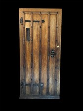 Large Solid Oak Front Door Old Antique Period Reclaimed Wood Cast iron Refurb