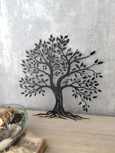 Tree life black metal wall - tree,