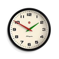 Newgate® Superstore Wall Clock Black with Red/Green Hands Retro Arabic Dial