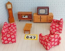 Vintage Barton living room set TV and radiogram 16th dolls house 647
