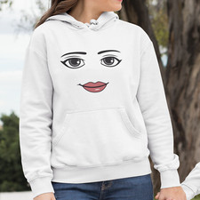Female Roblox Face Hoodie - Video Game Avatar Merch Gift Present Jumper Gamer