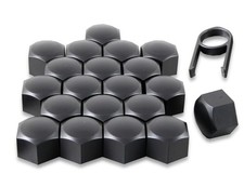 Set 20 17mm Black Car Caps