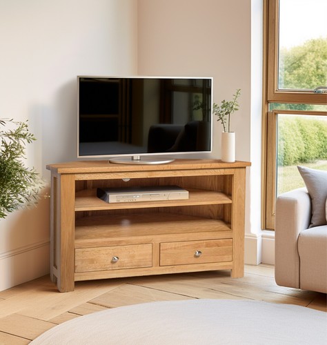 Corner stand oak media - corner,