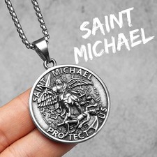 Angel St. Michael Satan Stainless Steel Men Necklace Pendant Chain High Quality