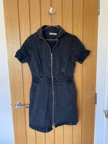Black denim mini dress