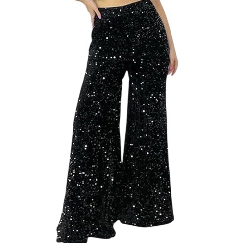 Velour sequin flared trousers - sequin,