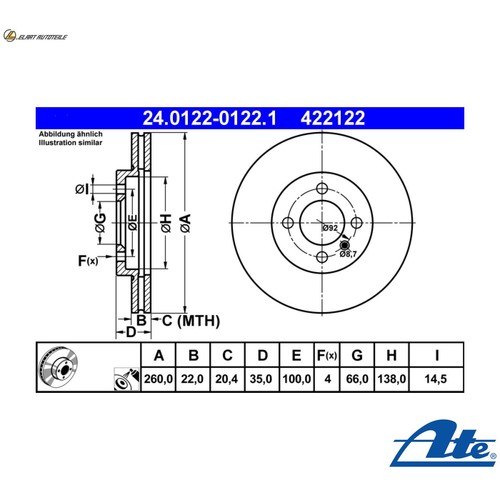 Brake disc 0122 1 - 2x, 24.0122-0122.1