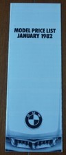 BMW Price List Jan 1982 3 5 6 7 Series 528i 735i 728i 732i 628 CSi 635 CSi
