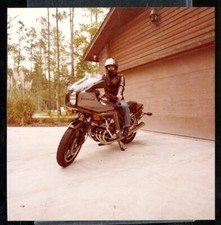 Vintage Photo MAN ON VINTAGE HONDA MOTORCYCLE 1982