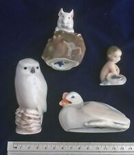 *RARE 4 LOT ROYAL COPENHAGEN Figurines Owl 1741 Mouse 511 Mermaid 2313 Chick 266